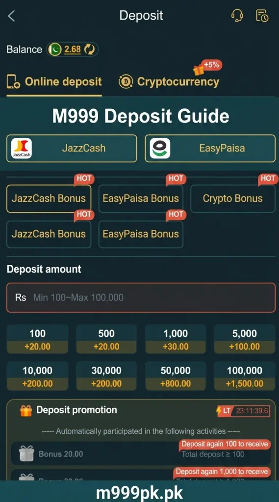 M999 deposit